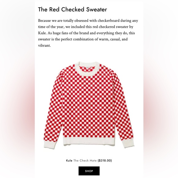 KULE Check Mate Checkered Pullover Sweater Red White Cotton Silk Blend Size XS - Picture 2 of 11